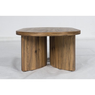 Oval Warm Brown Wood Lift-Top Coffee Table