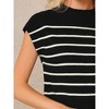 INSPIRE CHIC Women's Cap Sleeve Mock Neck Sleeveless Striped Print Casual Ribbed Knit Pullover Tops - 4 of 4