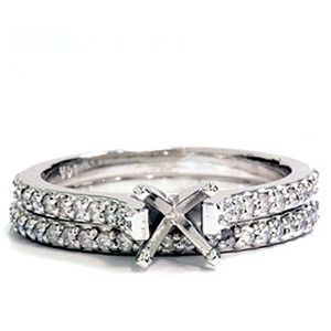 Pompeii3 1/2ct Diamond Matching Engagement Wedding Set Setting - 1 of 4
