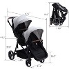Double Track Tandem Stroller, Foldable Bassinet Pram for Infant and Toddler - 4 of 4