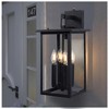 LamQee Large 4-Light Outdoor Wall Lantern Lights with Dusk to Dawn, Black Exterior Lighting Fixtures with Clear Shade - 2 of 4