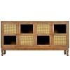 Okak Retro Sideboard Buffet Cabinet, Accent Cabinet with Artificial Rattan Doors and Transparent Glass, Storage Cabinet for Living Room - 4 of 4