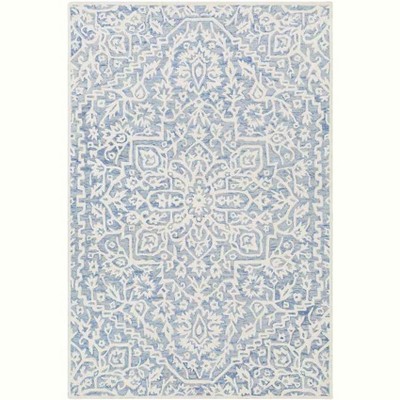 Mark & Day Normanton 2'x3' Rectangle Tufted Indoor Area Rugs Ice Blue: Stain-Resistant Wool, Medallion Pattern, Traditional Style