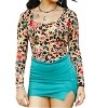 Women's Leopard Floral Print Ribbed Square Neckline Top - Lucky & Blessed - 2 of 3