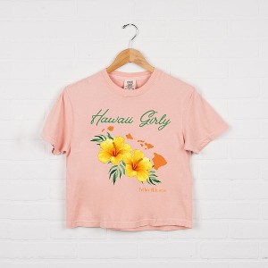 Simply Sage Market Women's Hawaii Girly Flower Short Sleeve Relaxed Fit Cropped Tee - 1 of 3