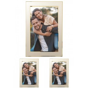 REGALWOVEN Home Room Modern Brushed Aluminum Real Glass Photo Frame - 1 of 4