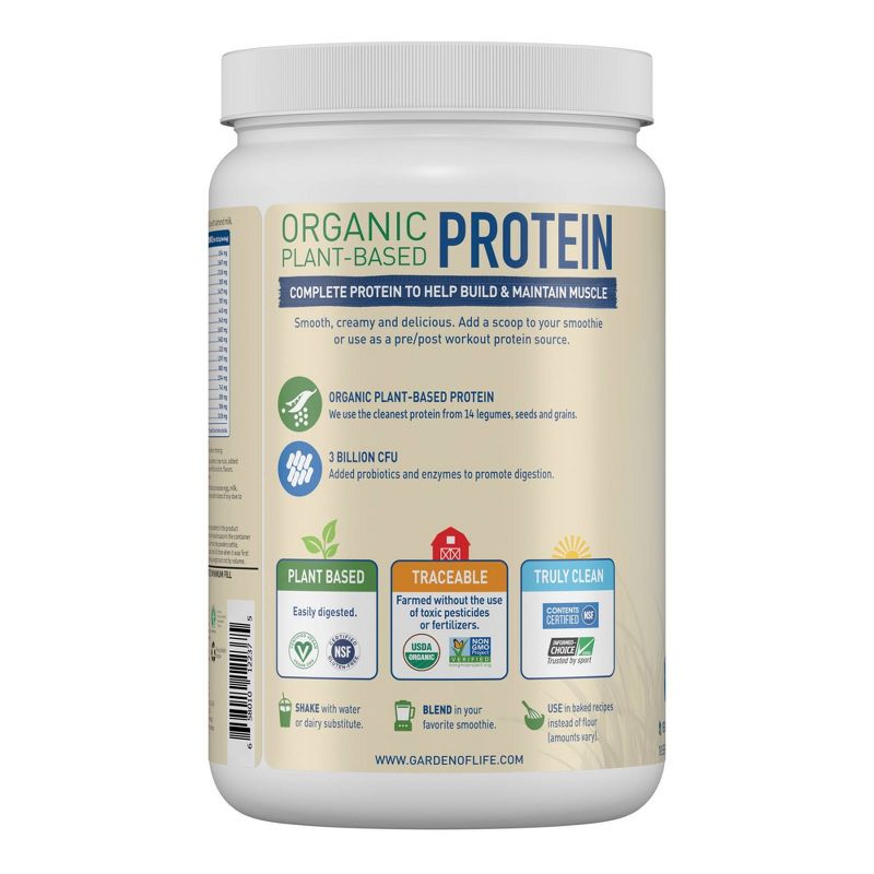 Garden of Life Organic Vegan Protein Plant Based Powder - Vanilla - 18oz, 4 of 13
