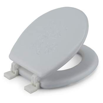 J&V Textiles Embroidered Soft Round Toilet Seat With Easy Clean & Change Hinge, Padded