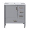 TUYOHW Bathroom Vanity with Solid Pine Frame, 1 Soft Close Door and 3 Drawers, Modern Storage Cabinet - 2 of 4