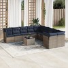vidaXL Patio Sofa Set with Cushions 11 Piece, Sectional Sofa with Glass Table, Outdoor Conversation Set, Modern Style, Gray Poly Rattan - 2 of 4