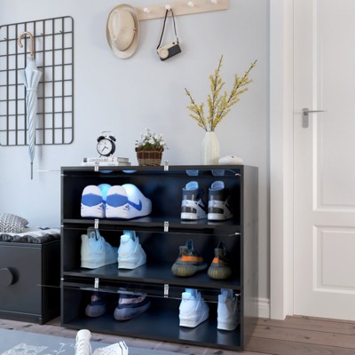 SKRAN Glass Door Shoe Box Storage Cabinet with Multiple shoe boxes- MDF Material