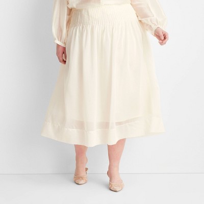 Women's High-Rise Pleated Drop Waist Ankle Skirt - Future Collective Cream 20