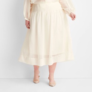 Women's Drop Waist Pleated Sheer Midi Skirt - Future Collective - 1 of 3