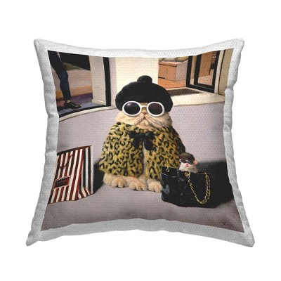 Stupell Industries Sassy Glam Cat Designer Fashion Couture Handbag