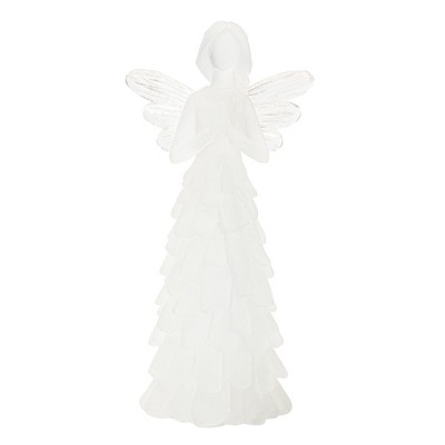 White Frosted Resin Angel Figurines Set of 4