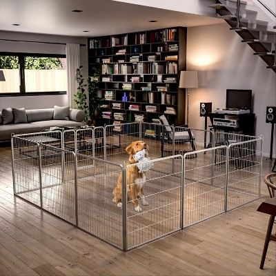 Dog Playpen Outdoor Extra Wide Panels, Heavy Duty Dog Fence with Doors Portable for RV Camping Yard