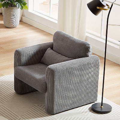CAVINAS Modern Single Sofa Corduroy Upholstered Lounge Chairs Couch with Support Pillow for Apartment