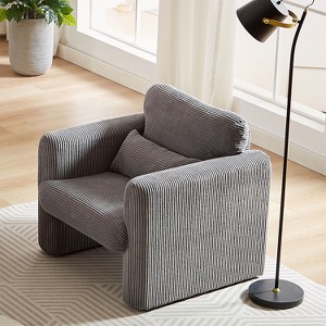 CAVINAS Modern Single Sofa Corduroy Upholstered Lounge Chairs Couch with Support Pillow for Apartment - 1 of 4