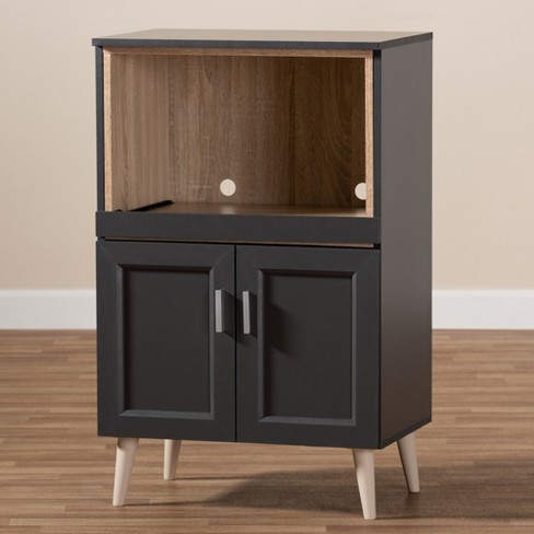 Tobias Oak Finished Kitchen Cabinet Dark Gray Brown Baxton