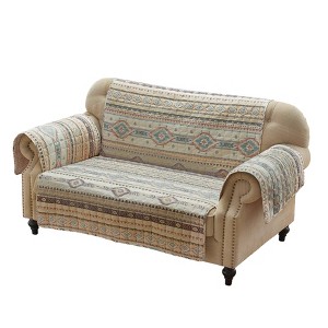 Reversible Phoenix Loveseat Furniture Protector Slipcover Tan: Pet-Friendly, Machine Washable - Greenland Home Fashions - 1 of 4