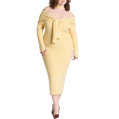 ELOQUII Women's Plus Size Sweater Dress With Tie