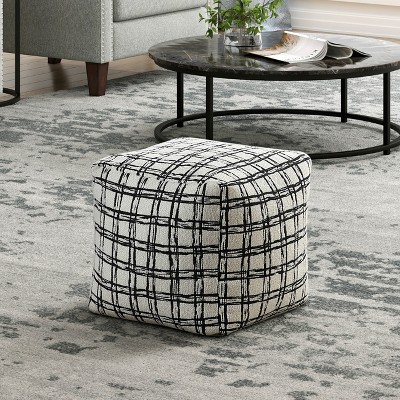 XIYUYEU Simple Upholstery Square Pouf Ottoman Chair,Small Ottoman Stool Bean Bag for Living Room,Bedroom