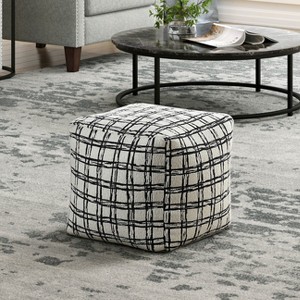 XIYUYEU Simple Upholstery Square Pouf Ottoman Chair,Small Ottoman Stool Bean Bag for Living Room,Bedroom - 1 of 4