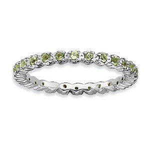 Black Bow Jewelry 2.25mm Rhodium Plated Sterling Silver Stackable Peridot Band - 1 of 4