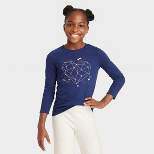 Girls' Long Sleeve Constellation Heart Graphic T-Shirt - Cat & Jack™ Navy Blue 