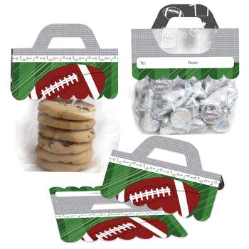 Big Dot of Happiness End Zone Football DIY Baby Shower or Birthday Party Clear Goodie Favor Bag Labels Candy Bags with Toppers Set of 24