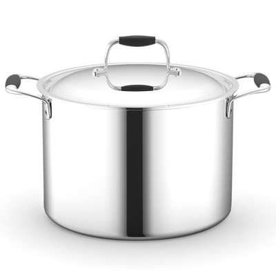 Nutrichef Commercial Grade Heavy Duty 8 Quart Stainless Steel Stock Pot  With Riveted Ergonomic Handles And Clear Tempered Glass Lid : Target