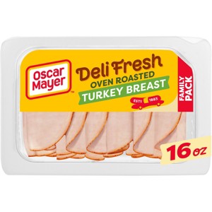Oscar Mayer Deli Fresh Oven Roasted Turkey Breast Sliced Lunch Meat Family Size - 16oz - 1 of 4