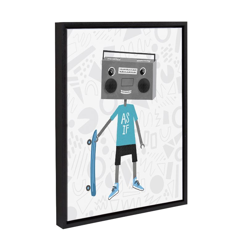 Kate and Laurel Sylvie Boom Box Boy 2 Framed Canvas by Molly Fabiano, 18x24, Black, 3 of 9
