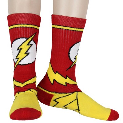 Dc Comics The Flash Men's Suit Up Mid-calf Adult Costume Crew Socks Red ...