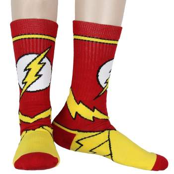 DC Comics The Flash Men's Suit Up Mid-Calf Adult Costume Crew Socks Red