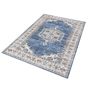 COZONY Washable Vintage Floral Area Rug, Non-Slip Low Pile Soft Carpet for Living Room Nursery Home Office - 1 of 4