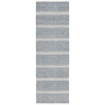 Malta Blue and Cream Handwoven Wool and Viscose Rug, 10' x 14'