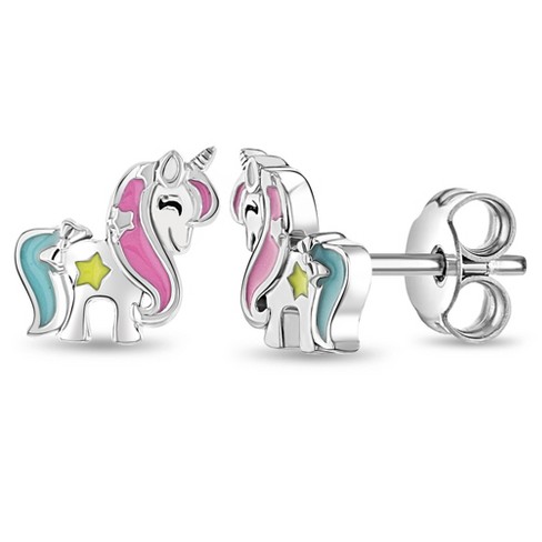 30-Day Stick-On Earrings Kiddie Jewelry Rainbows Unicorn Horse