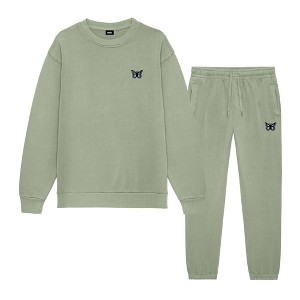 Dalix Butterfly Embroidery Sweatsuit Set Crewneck Jogger Soft Fleece Relaxed Fit Lounge Womens - 1 of 4