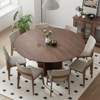 PexFix 59" x 59" Solid Wood Round Dining Table with Walnut Finish and Elegant Arched Legs for Modern Dining Rooms & Kitchens - 2 of 4