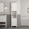 Akoasm Wooden Bathroom Stand Storage Cabinet With 6 Shelves 2 Doors-White - 3 of 4