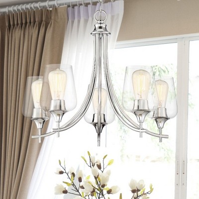 Satin Nickel 5-Light Chandelier with Clear Glass Shades