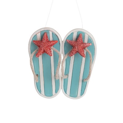 Beachcombers 3.45" RESIN BLUE FLIPFLOP/STARFISH ORN