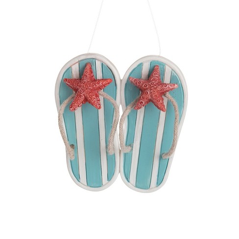 Beachcombers 3.45" RESIN BLUE FLIPFLOP/STARFISH ORN - image 1 of 1