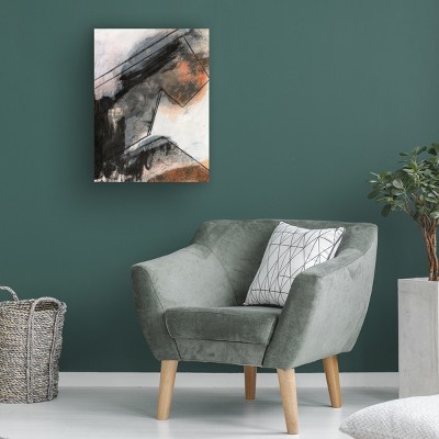 Modern Abstract Black and White Canvas Art with Wood Frame