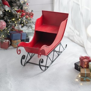 KWPZQEB Iron Christmas Santa Sleigh Basket, Farmhouse Distressed Christmas Santa Sleigh Holiday Tabletop, Vintage Indoor Classic Christmas Decoration - 1 of 4