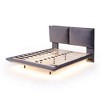 TIRAMISUBEST Full/Queen Size Upholstered Platform Bed with Sensor Light and 2 Backrests, Stylish Bed Frame with 2 sets of USB Port and Socket - 4 of 4
