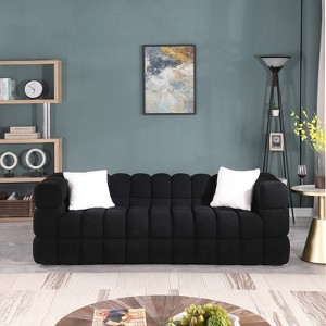 GlasFlength Human body structure for USA people,  marshmallow sofa, boucle sofa, 3 seater, Black, 84.25"*35.83"*28.77" - 1 of 4