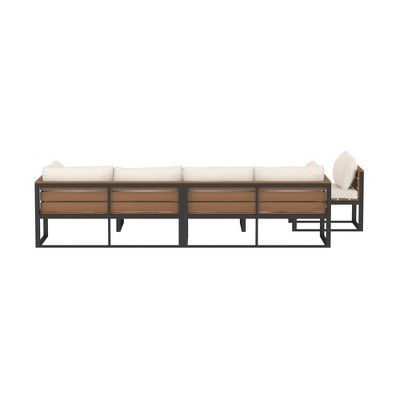 Modern Black Aluminum 4-Piece Patio Set with White Cushions