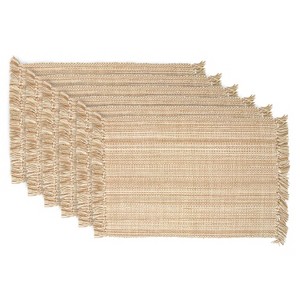 Set of 6 Variegated Fringe Placemat Taupe - Design Imports, Brown